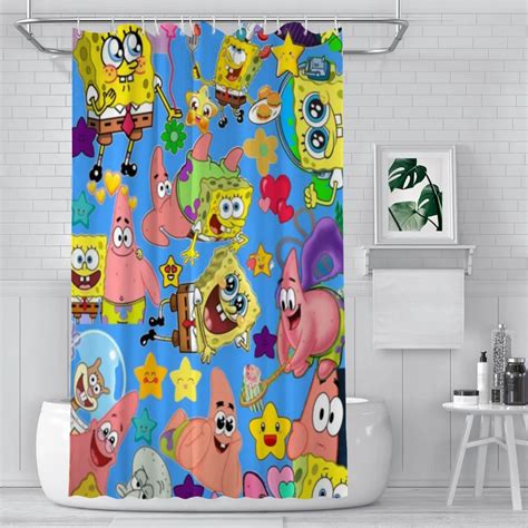 spongebob curtains|spongebob squarepants fabric shower curtain.